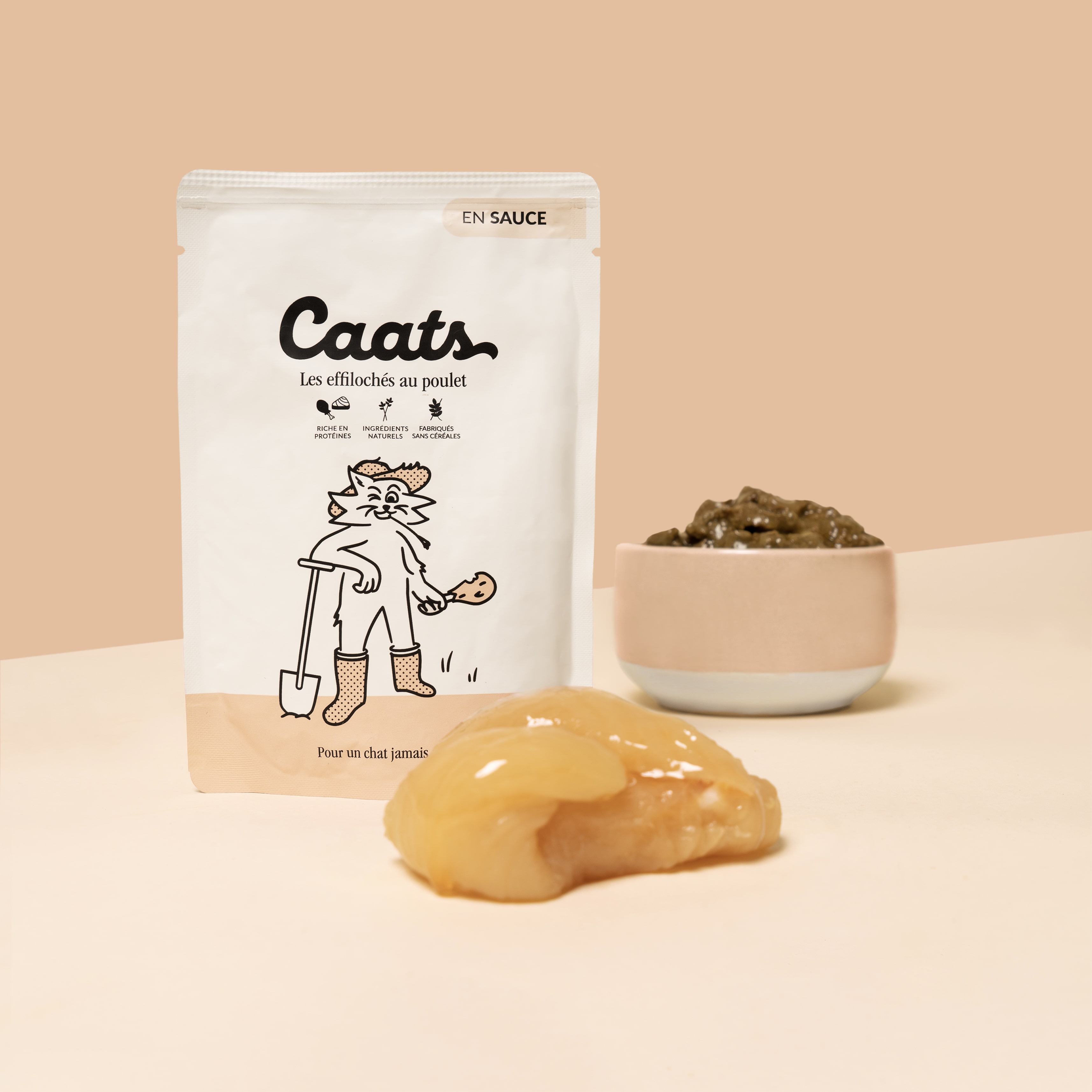 Caats — Effilochés en sauce au poulet